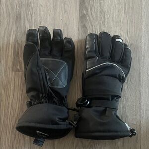 Black Winter Gloves with White Accents